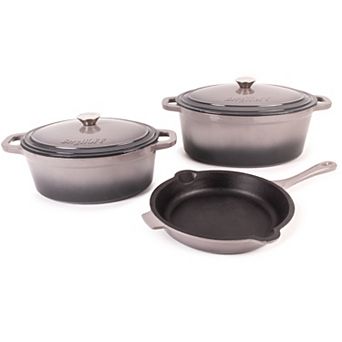 BergHOFF Neo 5 pc Cast Iron Oval Dutch Oven Set with 10" Fry Pan, 5-qt & 8-qt