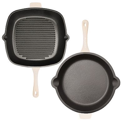 BergHOFF Neo 2 pc Cast Iron 10" Fry Pan & 11" Grill Pan Cookware Set