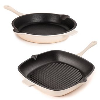 BergHOFF Neo 2 pc Cast Iron 10" Fry Pan & 11" Grill Pan Cookware Set