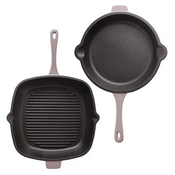 BergHOFF Neo 2 pc Cast Iron 10" Fry Pan & 11" Grill Pan Cookware Set