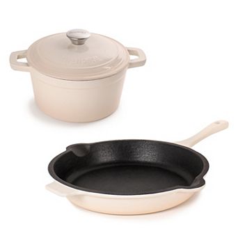 BergHOFF Neo 3 pc Cast Iron Cookware Set, Fry Pan & Round Dutch Oven