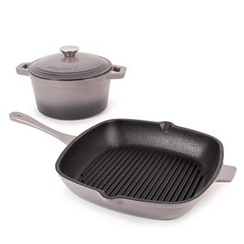 BergHOFF Neo 3 pc Cast Iron Cookware Set, Grill Pan & Round Dutch Oven