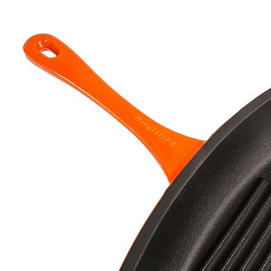 BergHOFF Neo 3 pc Cast Iron Fry Pan & Grill Pan Set with Slotted Steak Press