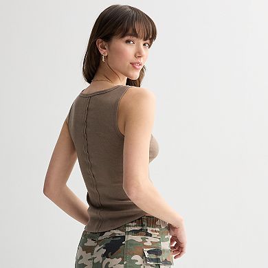 Juniors' SO® Seamed Rib Tank Top