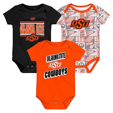 Newborn Orange Oklahoma State Cowboys Sunday Comics 3-Pack Bodysuit Set