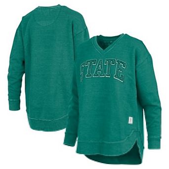 Women's Pressbox Green Michigan State Spartans Westin Poncho V-Neck Pullover Sweatshirt