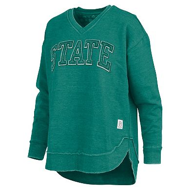 Women's Pressbox Green Michigan State Spartans Westin Poncho V-Neck Pullover Sweatshirt