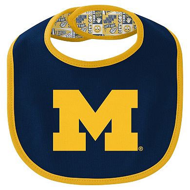 "Newborn & Infant Michigan Wolverines Dynamic Duo Bodysuit, Bib & Cuffed Knit Hat Set"