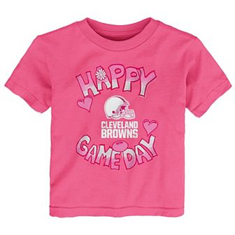 Infant Pink Cleveland Browns Happy Gameday T-Shirt