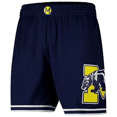 Men's Mitchell & Ness Navy Michigan Wolverines Team ID Vintage Logo Mesh Shorts