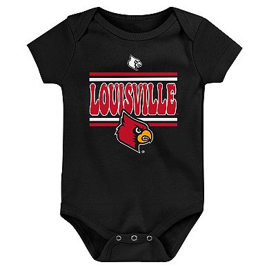 Newborn Red Louisville Cardinals Sunday Comics 3-Pack Bodysuit Set