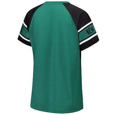 Women's Starter Green New York Jets 1st Rounder Color Block Raglan Top