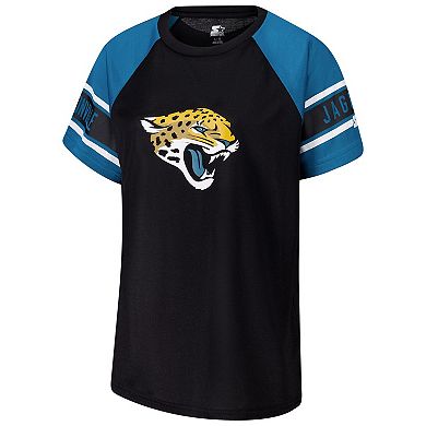 Women's Starter Black Jacksonville Jaguars 1st Rounder Color Block Raglan Top