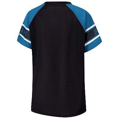 Women's Starter Black Jacksonville Jaguars 1st Rounder Color Block Raglan Top
