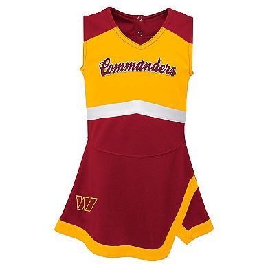 Girls Preschool Burgundy Washington Commanders Two-Piece Cheer Captain Jumper Dress with Bloomers Set