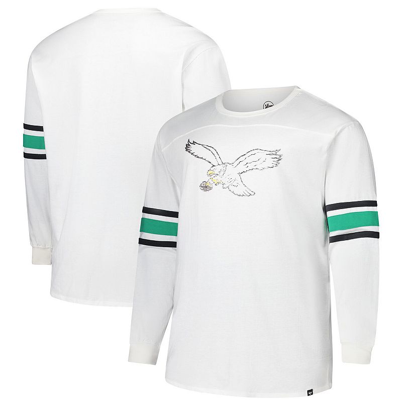 UPC 197978309119 product image for Men's '47 White Philadelphia Eagles Big & Tall Premier Brex Long Sleeve T-Shirt, | upcitemdb.com