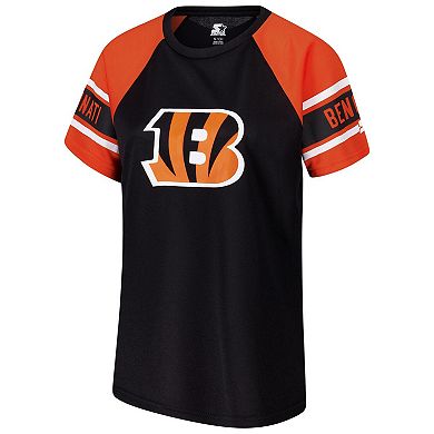 Women's Starter Black Cincinnati Bengals 1st Rounder Color Block Raglan Top