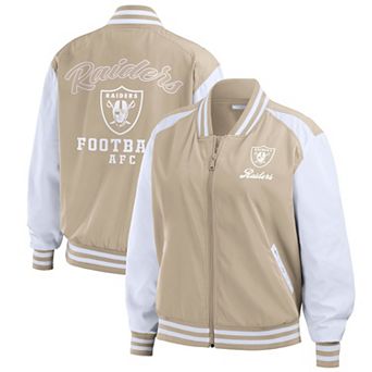 Women's WEAR by Erin Andrews Tan Las Vegas Raiders Tonal Full-Zip Bomber Jacket Tonal Full-Zip Bomber Jacket