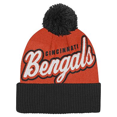 Youth Orange/Black Cincinnati Bengals Pro-Sport Jacquard Cuffed Knit Hat with Pom