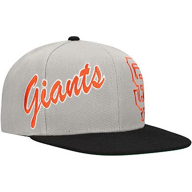 Men's Mitchell & Ness Gray San Francisco Giants Knock Out Panel Snapback Hat