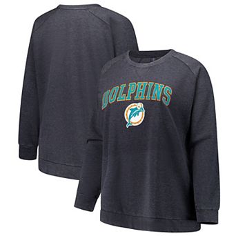 Women's Fanatics Charcoal Miami Dolphins Acid Wash Raglan Pullover Sweatshirt