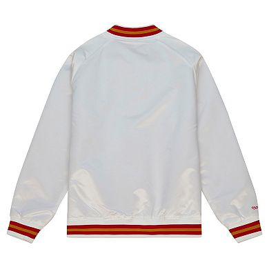 Men's Mitchell & Ness White San Francisco 49ers Vintage Logo Satin Full-Snap Jacket