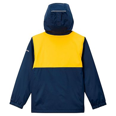 Youth Columbia Navy Michigan Wolverines Rainy Fields Lined Omni-Tech Full-Zip Hoodie Jacket
