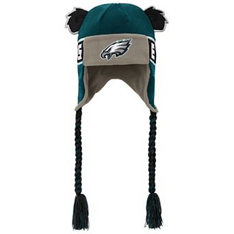 Youth Midnight Green Philadelphia Eagles Wordmark Ears Trooper Knit Hat