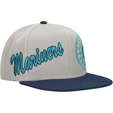 Men's Mitchell & Ness Gray Seattle Mariners Knock Out Panel Snapback Hat