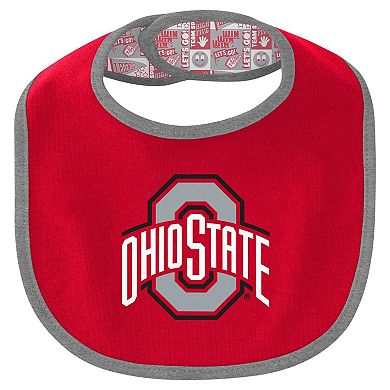 "Newborn & Infant Ohio State Buckeyes Dynamic Duo Bodysuit, Bib & Cuffed Knit Hat Set"