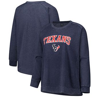 Women's Fanatics Navy Houston Texans Acid Wash Raglan Pullover Sweatshirt