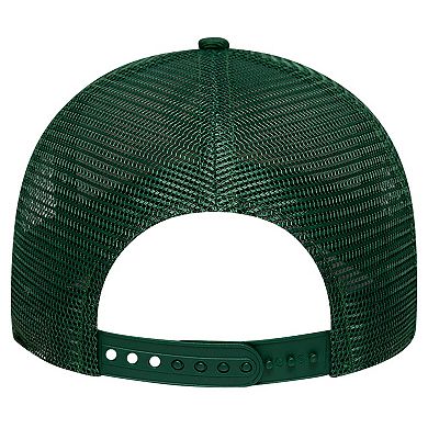 Men's New Era Hunter Green/Cream Milwaukee Bucks Tip Off A-Frame Trucker 9FORTY Adjustable Hat