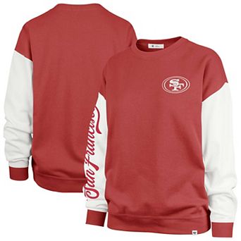 Women's '47 Scarlet San Francisco 49ers Double Header Rise Andie Pullover Sweatshirt