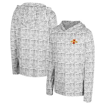Youth Colosseum Black Iowa State Cyclones All-Over Print Long Sleeve Hoodie T-Shirt