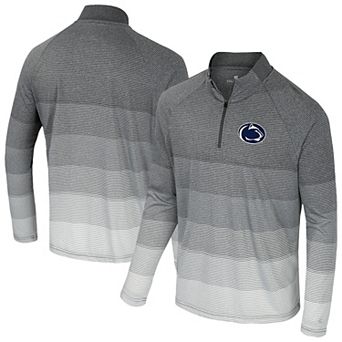 Men's Colosseum Gray Penn State Nittany Lions AI Striped Mesh Quarter-Zip Raglan Windshirt