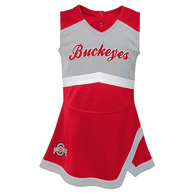 Girls Youth Scarlet Ohio State Buckeyes Cheer Captain Jumper Dress