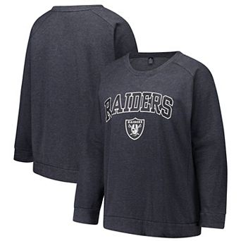 Women's Fanatics Charcoal Las Vegas Raiders Acid Wash Raglan Pullover Sweatshirt