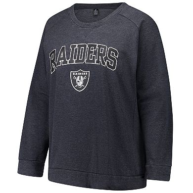 Women's Fanatics Charcoal Las Vegas Raiders Acid Wash Raglan Pullover Sweatshirt