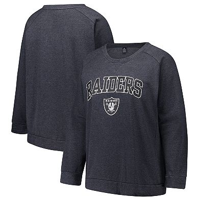 Women's Fanatics Charcoal Las Vegas Raiders Acid Wash Raglan Pullover Sweatshirt