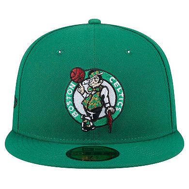 Men's New Era Kelly Green Boston Celtics Throwback Pennant 59FIFTY Fitted Hat