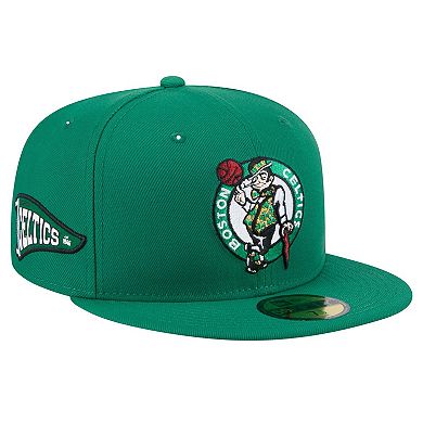 Men's New Era Kelly Green Boston Celtics Throwback Pennant 59FIFTY Fitted Hat