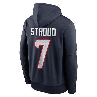 Men's Nike C.J. Stroud Navy Houston Texans Player Name & Number Performance Pullover Hoodie