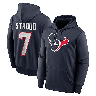 Men's Nike C.J. Stroud Navy Houston Texans Player Name & Number Performance Pullover Hoodie