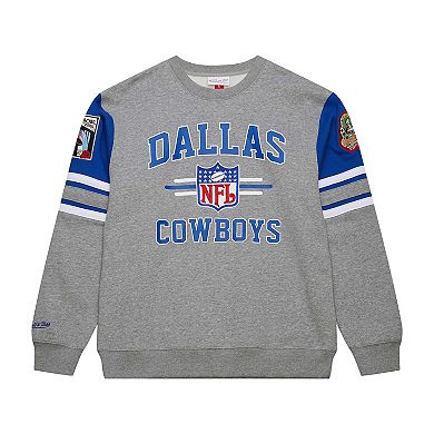 Men's Mitchell & Ness Heather Gray Dallas Cowboys Vintage Logo Pullover Sweatshirt