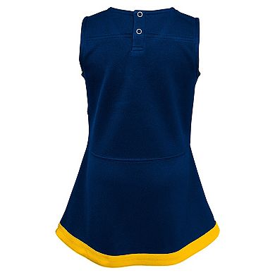 Girls Toddler Navy Michigan Wolverines Cheer Captain Dress & Bloomers Two-Piece Set