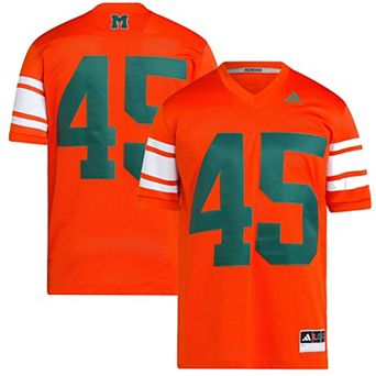 Men's adidas #45 Orange Miami Hurricanes Football Icon Premier Jersey