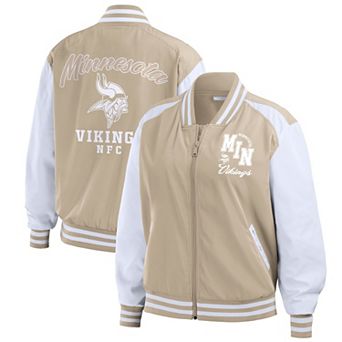 Women's WEAR by Erin Andrews Tan Minnesota Vikings Tonal Full-Zip Bomber Jacket Tonal Full-Zip Bomber Jacket