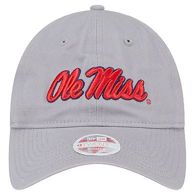Women's New Era Gray Ole Miss Rebels Logo 9TWENTY Adjustable Hat