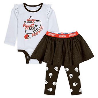 "Newborn & Infant WEAR by Erin Andrews Cleveland Browns Three-Piece Long Sleeve Bodysuit, Tutu and Sweatpants Set"