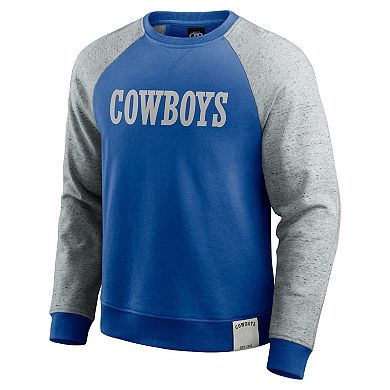 Men's Darius Rucker Collection by Fanatics Blue/Gray Dallas Cowboys Throwback Color Block Raglan Pullover Sweatshirt